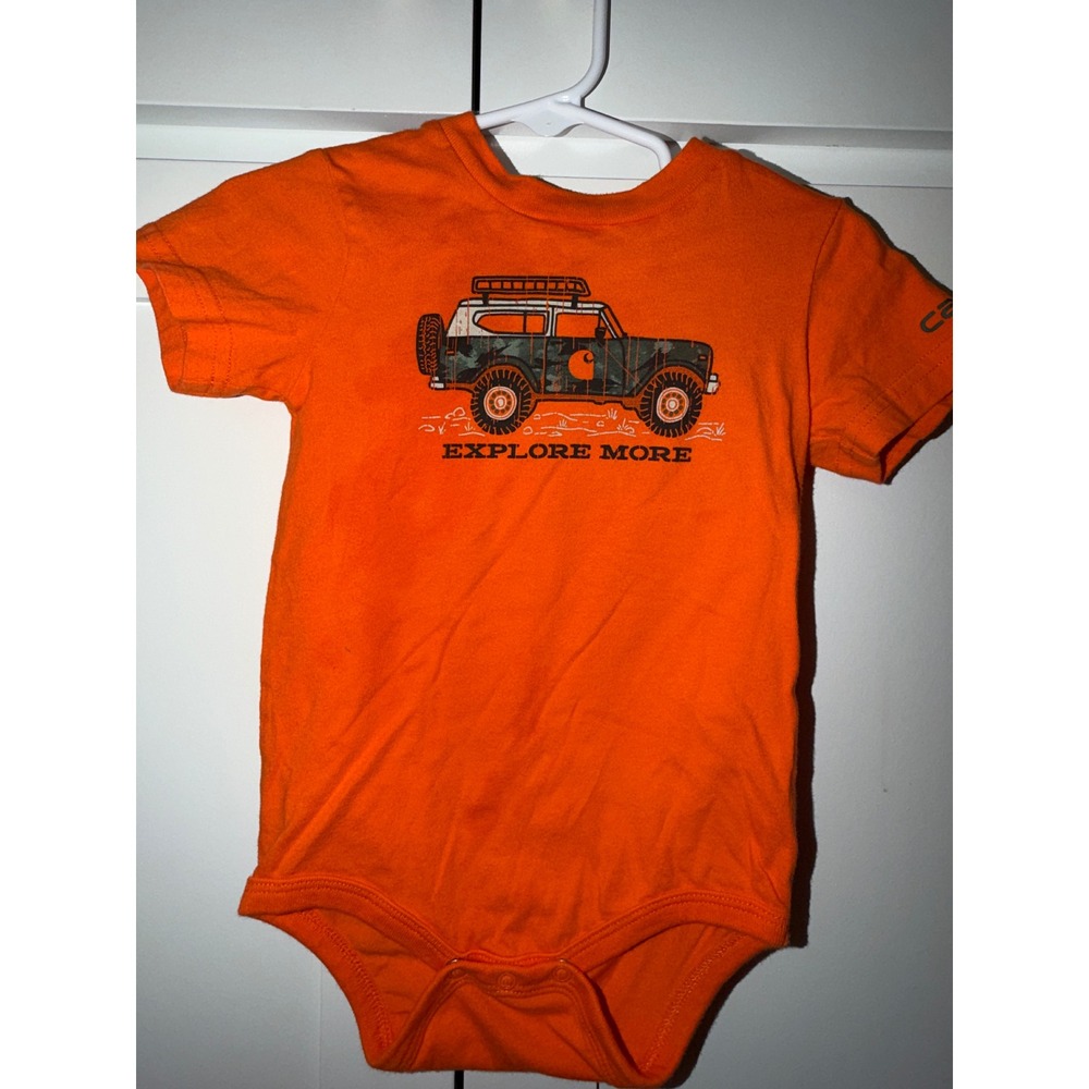 Carhartt Baby Boys Orange Explore More Camo Truck Bodysuit 18M SD8852-B